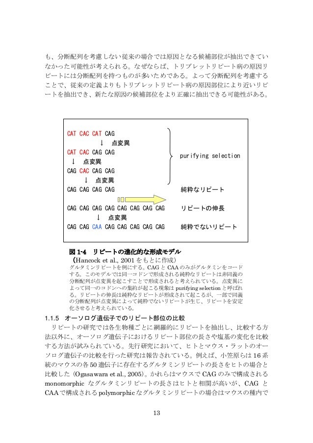 修士論文:ヒト、チンパンジー、マウスにおけるトリプレットリピートの網羅的解析 #修論修士論文:ヒト、チンパンジー、マウスにおけるトリプレットリピートの網羅的解析 #修論