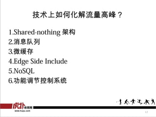 λ߷壿

1.Shared-nothing ܹ
2.Ϣ
3.΢
4.Edge Side Include
5.NoSQL
6.ܵڿϵͳ



                      12
 