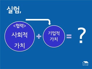 실험,
 <협력>

 사회적
 가치
        기업적
        가치    ?
 