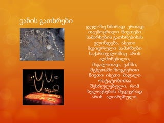 ვანის გათხრები
                 ყველაზე ხშირად ერთად
                  თავმოყრილი ნივთები
                 სამარხების გათხრებისას
                      ვლინდება. ასეთი
                  მდიდრული სამარხები
                   საქართველოშიც არის
                        აღმოჩენილი,
                     მაგალითად, ვანში,
                    მცხეთაში.ზოგიერთი
                   ნივთი ისეთი მაღალი
                        ოსტატობითაა
                    შესრულებული, რომ
                  ხელოვნების შედევრად
                     არის აღიარებული.
 