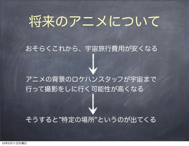 宇宙アニメで聖地巡礼