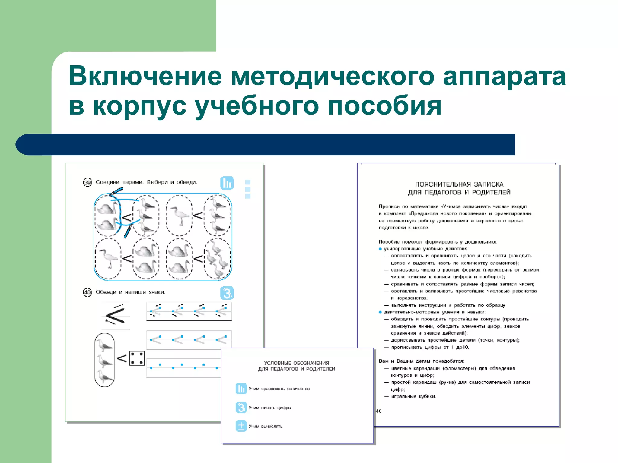 Включение методического аппарата
в корпус учебного пособия
 