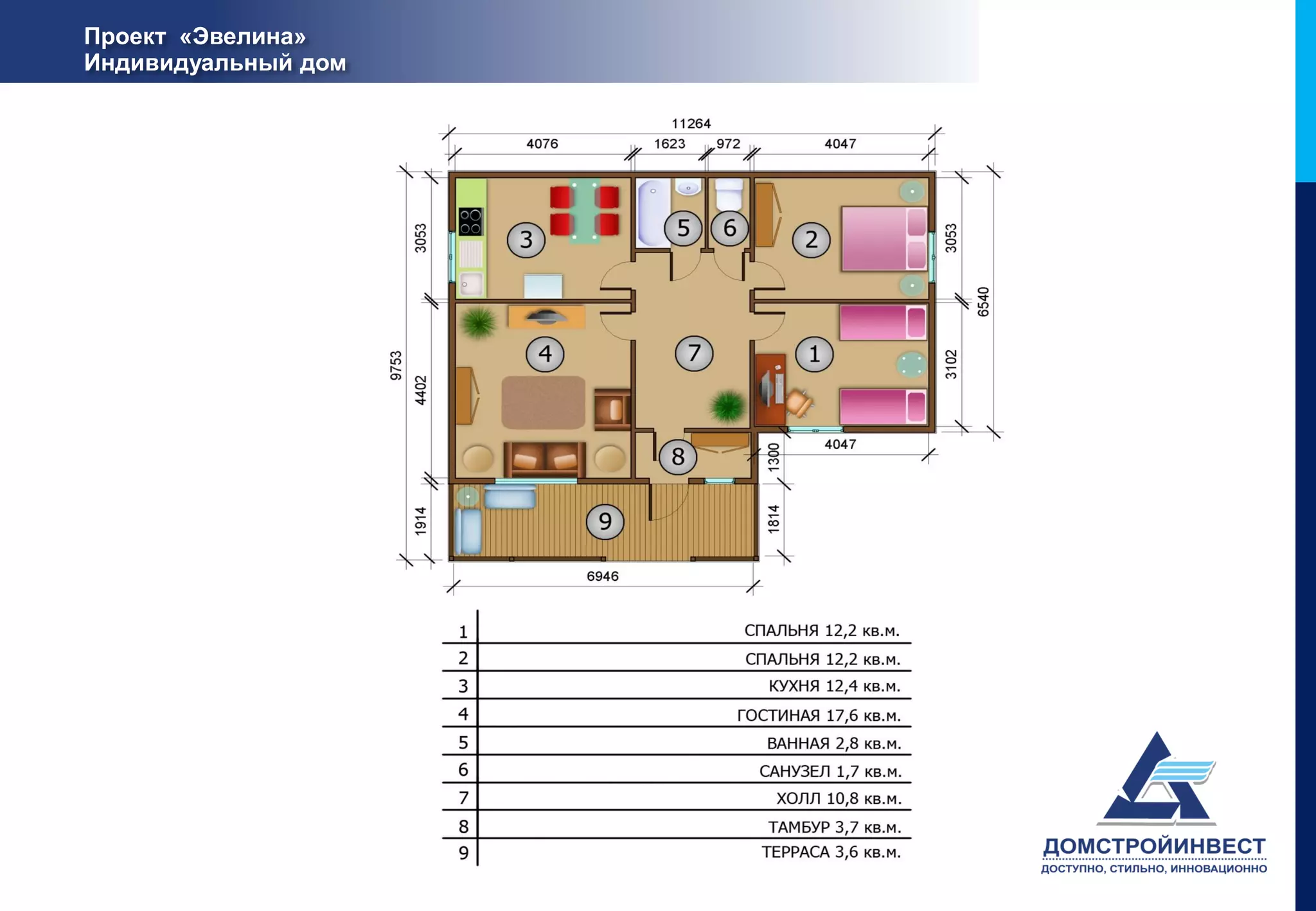 Проект «Эвелина»
Индивидуальный дом
 