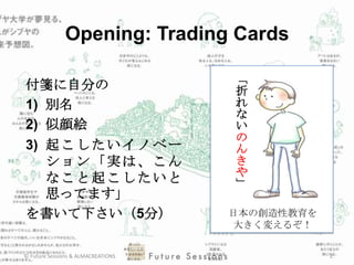 Opening: Trading Cards

                                    「
付箋に自分の                              折
1) 別名                 ...