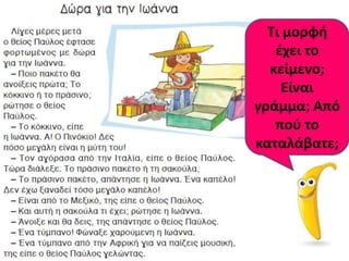 Τι μορφι
   ζχει το
  κείμενο;
    Είναι
γράμμα; Από
   ποφ το
καταλάβατε;
 