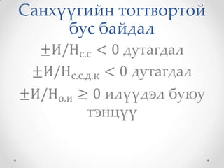 Санхүүгийн тогтвортой
     бус байдал
 