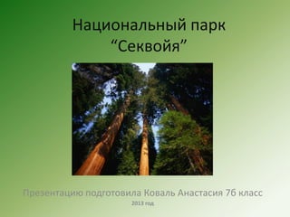 Национальный парк
              “Секвойя”




Презентацию подготовила Коваль Анастасия 7б класс
                      2013 год
 