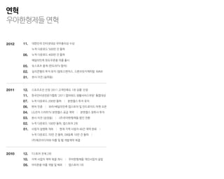 연혁
우아한형제들 연혁


2012   11.   대한민국 인터넷대상 국무총리상 수상

             누적 다운로드 500만 건 돌파

       06.   누적 다운로드 400만 건 돌파

             배달의민족 윈도우폰용 어플 출시

       05.   生스포츠 중계 (판도라TV 합작)

       02.   실리콘밸리 투자 유치 (알토스벤처스. 스톤브릿지캐피탈. IMM)

       01.   본사 이전 (송파동)



2011   12.   스포츠조선 선정 ‘2011 고객만족도 1위 상품’ 선정

       11.   한국인터넷전문가협회 '2011 앱어워드 생활서비스부문' 통합대상

       07. 누적 다운로드 200만 돌파 | 본엔젤스 투자 유치
       06.   벤처 인증 | 와라!배달의민족 앱스토어 및 안드로이드 마켓 오픈

       04.   LG전자 스마트TV 본엔젤스 공급 계약 | 본엔젤스 창투사 투자

       03.   본사 이전 (삼성동) | (주)우아한형제들 법인 전환

       02. 누적 다운로드 100만 돌파, 앱스토어 2위
       01. 사업자 설명회 개최 | 현재 지역 사업자 40건 계약 완료 |
             누적 다운로드 70만 건 돌파, DB등록 10만 건 돌파 |

             (주)메조미디어와 어플 및 웹 개발계약 체결



2010   12.   T스토어 전체 2위

       10.   지역 사업자 계약 체결 개시 | 우아한형제들 개인사업자 설립

       06. 아이폰용 어플 개발 및 배포 | 앱스토어 1위
 