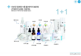 이바인 정회원 11종 풀 패키지 55만원
(구매조건 2세트 110만원)
정회원가입시1+1구매자격과각종수익을받을수있습니다.


                                                                  1+1
   펩타이드토너                                비비크림            파워더클렌저
                               SUN크림            리뉴얼크림




   펩타이드크림

                하이루닉셀럼                 비타민C셀럼
                                                             매직클렌저2
                              리커버리셀럼            매직클렌저1
 