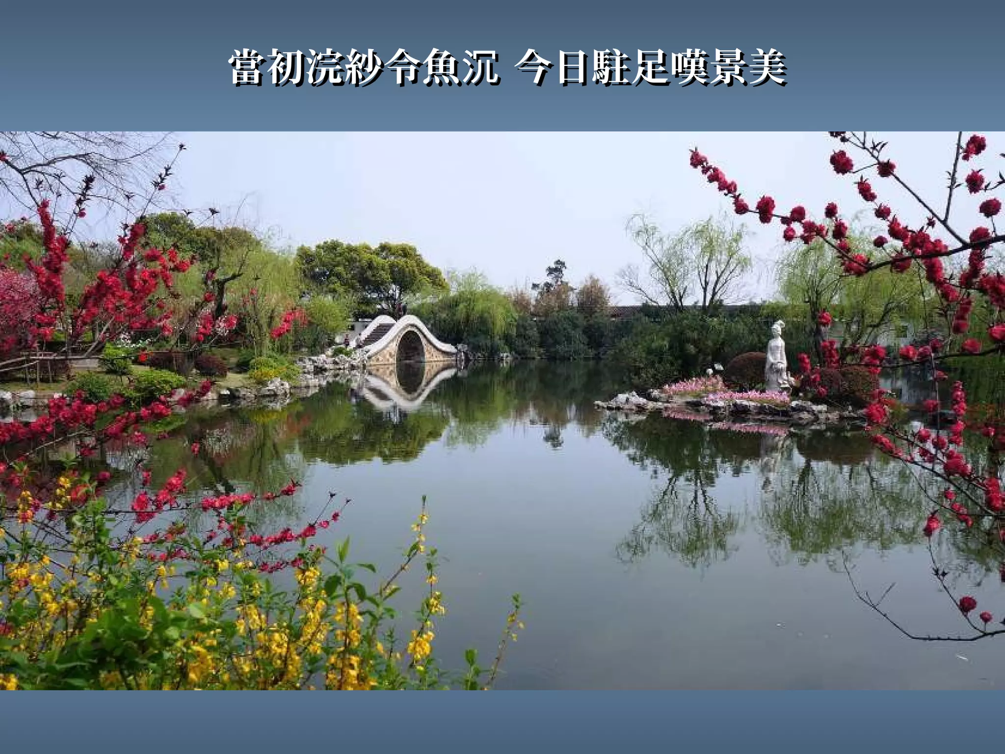 當初浣紗令魚沉 今日駐足嘆景美
 