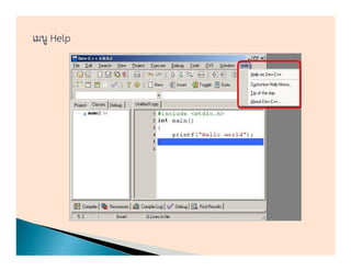 การเข้าใช้โปรแกรมซี Dev C++ | PDF