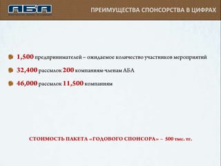 ПРЕИМУЩЕСТВА СПОНСОРСТВА В ЦИФРАХ
 