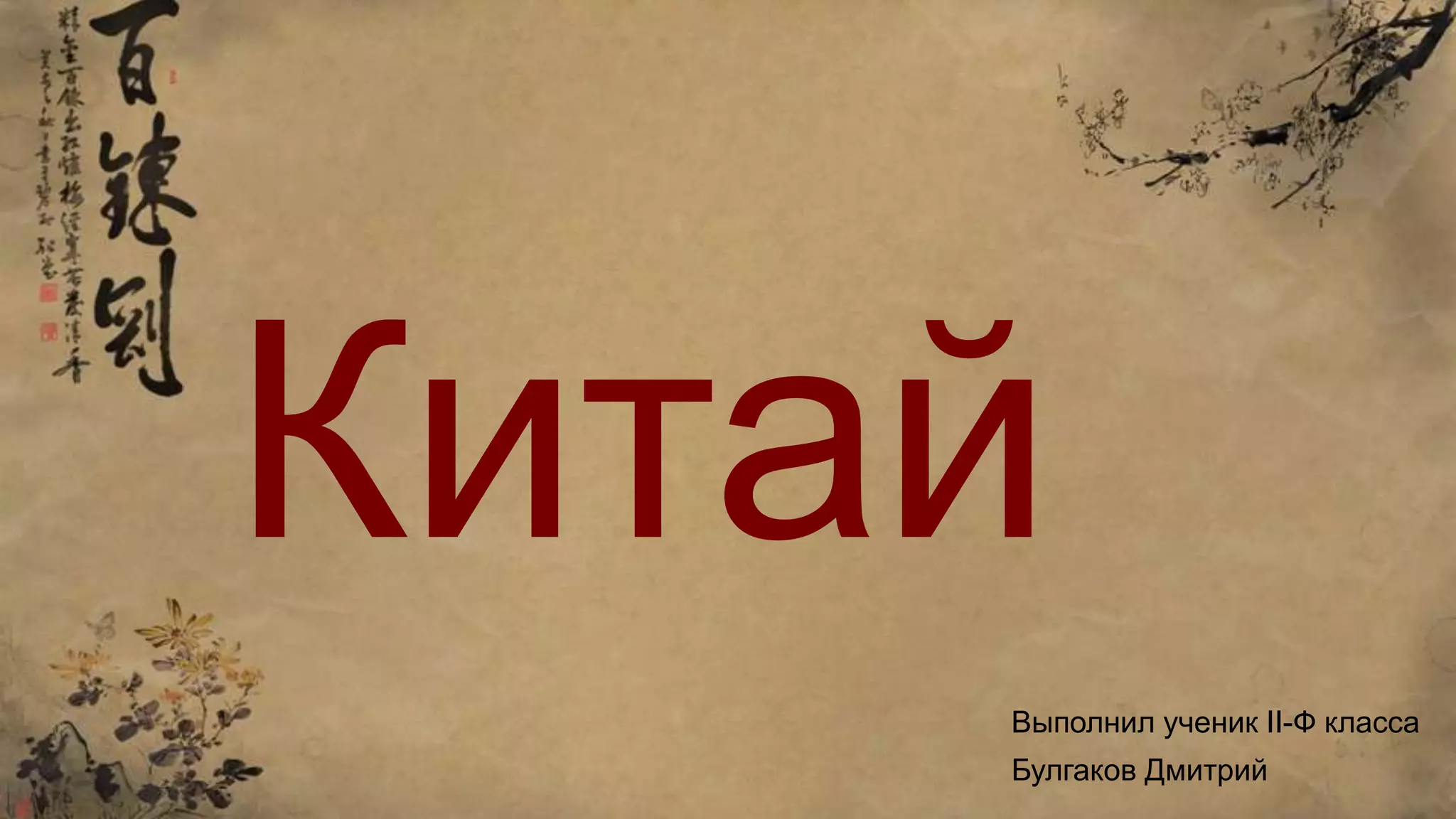 Китай
Выполнил ученик II-Ф класса
Булгаков Дмитрий
 