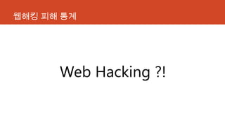 웹해킹 피해 통계
Web Hacking ?!
 