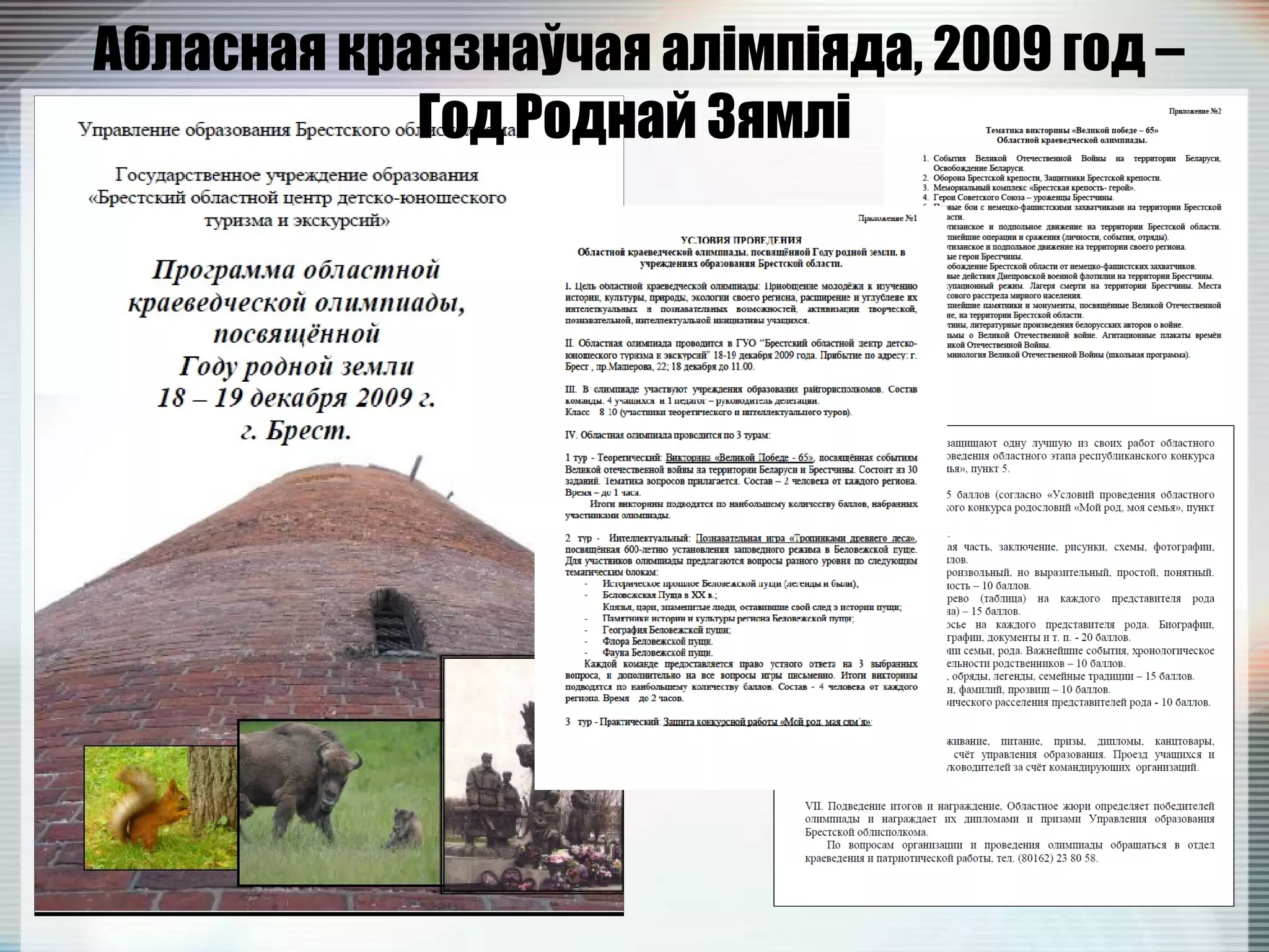 Абласная краязнаўчая алімпіяда, 2009 год –
Год Роднай Зямлі
 