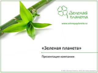 © ООО «Зеленая Планета», 2013. Все права защищены
Презентация компании
www.zelenayaplaneta.ru
 