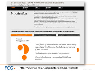 2/26/13 Page 14
http://www03.edu.fi/oppimateriaalit/DLMtoolkit/
 