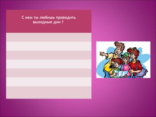 С кем ты любишь проводить
выходные дни ?
 