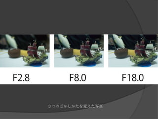 ３つのぼかしかたを変えた写真
 