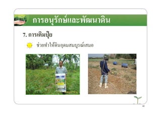 การอนุรักษ์และพัฒนาึϸนการอนุรักษ์และพัฒนาึϸน
7. การเติมปุ๋ ย
ช่วยทําให้ึϸนอุดมสมบูรณ์เสมอ
46
 