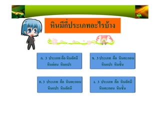 หินมีกี)ประเภทอะไรบ้าง
ก. 3 ประเภท คือ หินอัคนี ข. 3 ประเภท คือ หินตะกอนก. 3 ประเภท คือ หินอัคนี
หินอ่อน หินแปร
ข. 3 ประเภท คือ หินตะกอน
หินแปร หินชั4น
ค. 3 ประเภท คือ หินตะกอน
หินแปร หินอัคนี
ง. 3 ประเภท คือ หินอัคนี
หินตะกอน หินชั4น
 