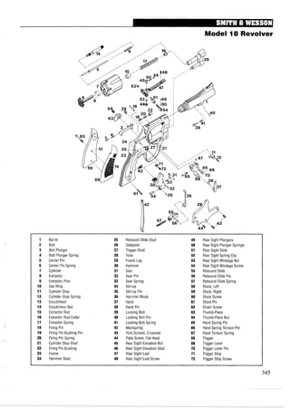 Model 18 Revolver
Barrel
Bolt
Bolt Plunger
Bolt Plunger Spring
Center Pin
Center Pin Spring
Cylinder
Extractor
Extractor Pins
Gas Ring
Cylinder Stop
Cylinder Stop Spring
Escutcheon
Escutcheon Nut
Extractor Rod
Extractor Rod Collar
Extractor Spring
Firing Pin
Firing Pin Bushing Pin
Firing Pin Spring
Cylinder Stop Stud
Firing Pin Bushing
Frame
Hammer Stud
Rebound Slide Stud
Sideplate
Trigger Stud
Yoke
Frame Lug
Hammer
Sear
Sear Pin
Sear Spring
Stirrup
Stirrup Pin
Hammer Block
Hand
Hand Pin
Locking Bolt
Locking Bolt Pin
Locking Bolt Spring
Mainspring
York Screws, Crowned
Plate Screw, Flat Head
Rear Sight Elevation Nut
Rear Sight Elevation Stud
Rear Sight Leaf
Rear Sight Leaf Screw
Rear Sight Plungers
Rear Sight Plunger Springs
Rear Sight Slide
Rear Sight Spring Clip
Rear Sight Windage Nut
Rear Sight Windage Screw
Rebound Slide
Rebound Slide Pin
Rebound Slide Spring
Stock, Left
Stock, Right
Stock Screw
Stock Pin
Strain Screw
Thumb-Piece
Thumb-Piece Nut
Hand Spring Pin
Hand Spring Torsion Pin
Hand Torsion Spring
Trigger
Trigger Lever
Trigger Lever Pin
Trigger Stop
Trigger Stop Screw
 