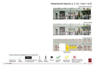 ВывескаВывеска
Вывеска
Вывеска
Вывеска Вывеска Вывеска Вывеска
Панель-кронштейн Общий указатель,
перпендикулярный
фасаду
Нечетная сторона Тверской
Табличка
Рекомендуется демонтаж Допускается до смены
вывески
ДопустимаОбъемные буквы с внутренней
подсветкой. Допускается
использование плоской
подложки
Объемные отдельно стоящие
буквы и знаки без подложки
«Зеленая» зона. Буквы и знаки
на вывесках не должны
выходить за границы этой зоны
Существующее положение
Допустимые
и недопустимые вывески
Схема размещения
Тверская, 7
Цвет фона — черный; буквы металлические золотые
Вывеск
Вывеска Вывеска Вывеска Вывеска
щий указатель,
рпендикулярный
саду
Табличка
Рекомендуется демонтаж Допускается до смены
вывески
Допустимая вывеска
Цвет фона — черный; буквы металлические золотые
Вывеска
ка
Вывеска Вывеска Вывеска Вывеска
Панель-кронштейн Общий указатель,
перпендикулярный
фасаду
Табличка
Рекомендуется демонтаж Допускается до смены
вывески
Допустимая вывескавнутренней
кается
ской
Цвет фона — черный; буквы металлические золотые
Вывеска
ВывескаВывеска
Вывеска Вывеска Вывеска Вывеска
Панель-кронштейн Общий указатель,
перпендикулярный
фасаду
Табличка
Рекомендуется демонтаж Допускается до смены
вывески
Допустимая вывескОбъемные буквы с внутренней
подсветкой. Допускается
использование плоской
подложки
Объемные отдельно стоящие
буквы и знаки без подложки
аки
зоны
Цвет фона — черный; буквы металлические золотые
Вывеска
ВывескаВывеска
Вывеска
Вывеска
Вывеска Вывеска Вывеска Вывеска
Панель-кронштейн Общий указатель,
перпендикулярный
фасаду
Нечетная сто
Табличка
Рекомендуется демонтаж Допускается до смены
вывески
Объемные буквы с внутренней
подсветкой. Допускается
использование плоской
подложки
Объемные отдельно стоящие
буквы и знаки без подложки
«Зеленая» зона. Буквы и знаки
на вывесках не должны
выходить за границы этой зоны
Существующее положение
Допустимые
и недопустимые вывески
Схема размещения
Тверская, 7
Цвет фона — черный; буквы металлические золотые
ВывескаВывеска
Вывеска Вывеска ВывескаВывеска
Вывеска
Афиша Афиша Афиша
Афишная
тумба
Панель-кронштейн Общий указатель,
перпендикулярный
фасаду
Табличка
Объемные буквы с внутренней
подсветкой. Допускается
использование плоской
подложки
Объемные отдельно стоящие
буквы и знаки без подложки
«Зеленая» зона. Буквы и знаки
на вывесках не должны
выходить за границы этой зоны
Камергерский, 3, стр. 1
Тумба не должна мешать проходу
пешеходов
 