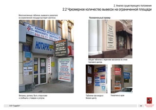 Многочисленные вывески
на ограниченной площади
Для с
Таблички при входе в бизнес-центрМногочисленные таблички, вывески и указатели на ограниченной площади выглядят
как мусор
Существующие проблемы 10
Многочисленные вывески
на ограниченной площади
Для сравнения
Указатели в арке
Таблички при входе в бизнес-центрМногочисленные таблички, вывески и указатели на ограниченной площади выглядят
как мусор
Общая табличка с перечнем магазинов на стене торгового центра
ГК № 0173200022713000013
от 30.04.2013
Заказчик: Комитет по архитектуре
и градостроительству города Москвы
Многочисленные вывески на ограниченной
площади
Архитектурно-художественная концепция внешне-
го облика улиц, магистралей и территорий города
Москвы, выполненная в пилотном режиме (в части
размещения информационных конструкций)
Лист 10 Листов 300
Студия Артемия Лебедева
ГУП  «Глав­АПУ Моском­архитектуры»
Многочисленные вывески
на ограниченной площади
Указатели в арке
Таблички при входе в бизнес-центрМногочисленные таблички, вывески и указатели на ограниченной площади выглядят
как мусор
Существующие пр
Многочисленные вывески
на ограниченной площади
Для сравнения
Таблички при входе в бизнес-центрМногочисленные таблички, вывески и указатели на ограниченной площади выглядят
как мусор
 