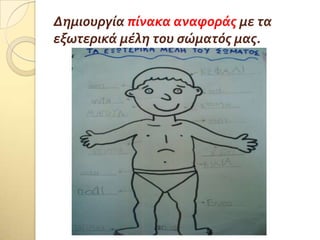 Δημιουργύα πύνακα αναφορϊσ με τα
εξωτερικϊ μϋλη του ςώματόσ μασ.
 