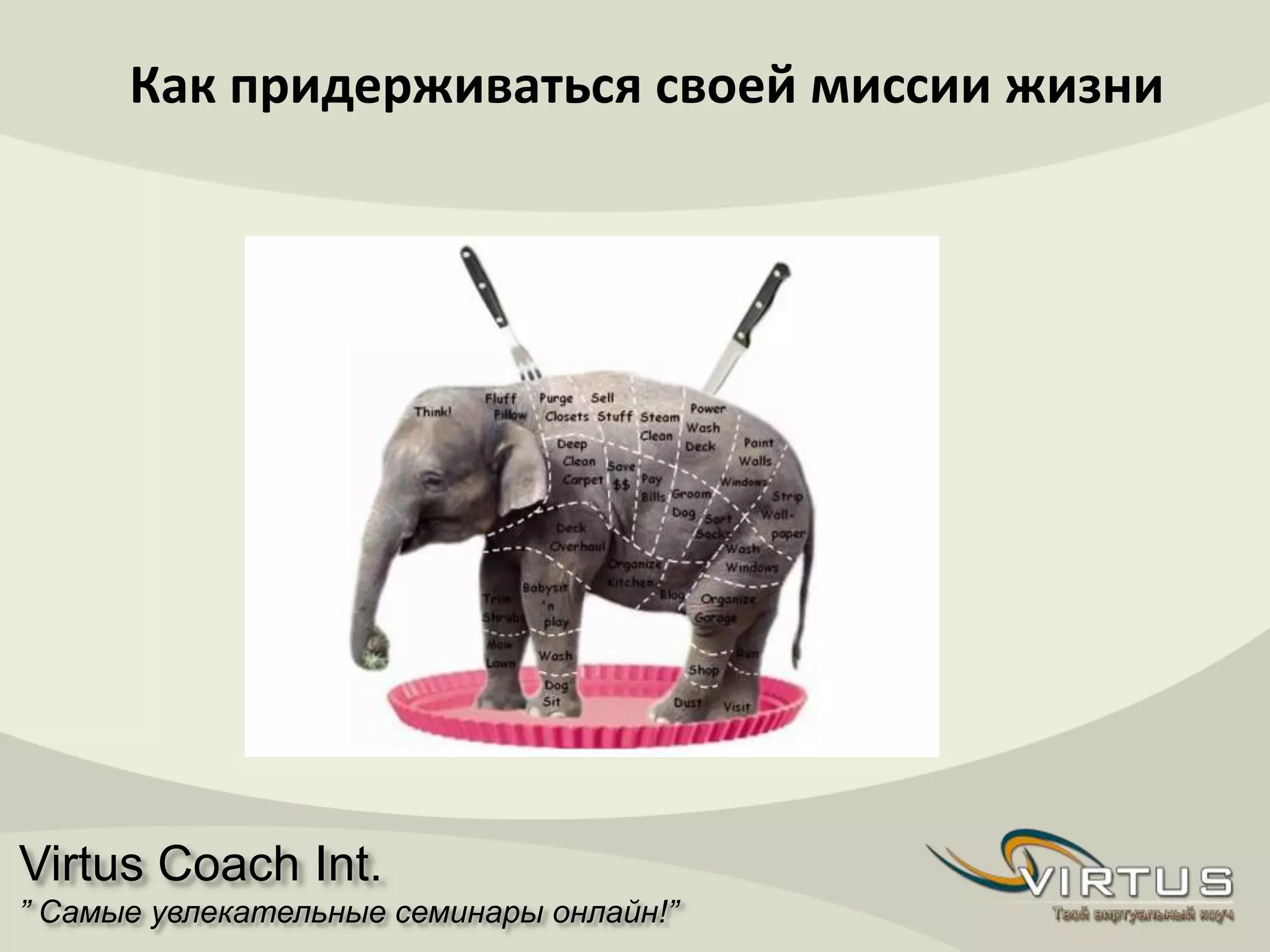 Virtus Coach Int.
” Самые увлекательные семинары онлайн!”
Как придерживаться своей миссии жизни
 