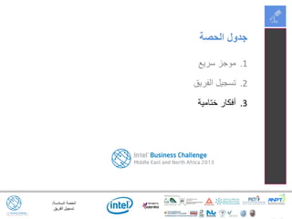 ‫السادسة‬ ‫الحصة‬:
‫الفريق‬ ‫تسجيل‬
.1‫سريع‬ ‫موجز‬
.2‫الفريق‬ ‫تسجيل‬
.3‫ختامية‬ ‫أفكار‬
‫الحصة‬ ‫جدول‬
 