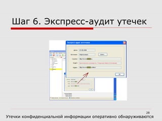 28
Шаг 6. Экспресс-аудит утечек
Утечки конфиденциальной информации оперативно обнаруживаются
 