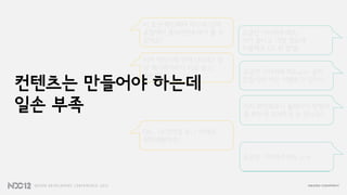 이 모션 확인해야 하는데 언제
조립해서 클라이언트에서 볼 수
있어요?
조금만 기다려주세요;
이거 끝나고 내일 정도에
드릴께요 (그 뒤 밤샘)
이거 액션기획 언제 나와요? 담
당 애니메이터가 지금 놀고
있는데..
조금만 기다려주세요ㅠㅠ 급히
만들어야 하는 이벤트가 있어서..
이거 확인해보니 플레이어 방향이
좀 튀는데 고쳐주실 수 있나요?
OK.. (수정작업 후..) 어때요,
확인해봤어요?
조금만 기다려주세요 ㅠㅠ
컨텐츠는 만들어야 하는데
일손 부족
 