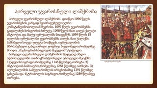 პირველი ჯვაროსნული ლაშქრობა
იერუსალიმის აღება
პირველი ჯვაროსნული ლაშქრობა დაიწყო 1096 წელს.
ჯვაროსნების კარგად შეიარაღებული ჯარი
კონსტანტინოპოლთან შეკრიბა. 1097 წელს ჯვაროსნებმა
გადალახეს ბოსფორის სრუტე. 1098 წელს მათ აიღეს ქალაქი
ანტიოქია და მალე იერუსალიმს მიადგნენ. 1099 წლის 15
ივლისს იერუსალიმი ჯვაროსნებმა აიღეს. მათ ქალაქში
საშინელი ხოცვა-ჟლეტა მოაწყვეს. იერუსალიმის
მბრძანებელი გახდა გრაფი ჟოფრუა ბულონელი,რომელმაც
მიიღო ,,მაცხოვრის საფლავის მცველის” ტიტული.
პირველი ჯვაროსნული ლაშქრობის შედეგად ახლო
აღმოსავლეთში ოთხი ქრისტიანული ერთეული შეიქმნა:
1)ედესის საგრაფო,რომელმაც 1146 წლამდე იარსება. 2)
ანტიოქიის სამთავრო,რომელმაც 1268 წლამდე იარსება. 3)
იერუსალიმის სამეფო,რომლის არსებობამაც 1291 წლამდე
გასტანა და 4)ტრიპოლის საგრაფო,რომელმაც 1289 წლამდე
იარსება.
 