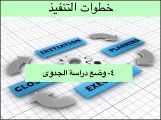 ‫خطوات التنفيذ‬

‫٤- وضع دراسة الجدوى‬

 