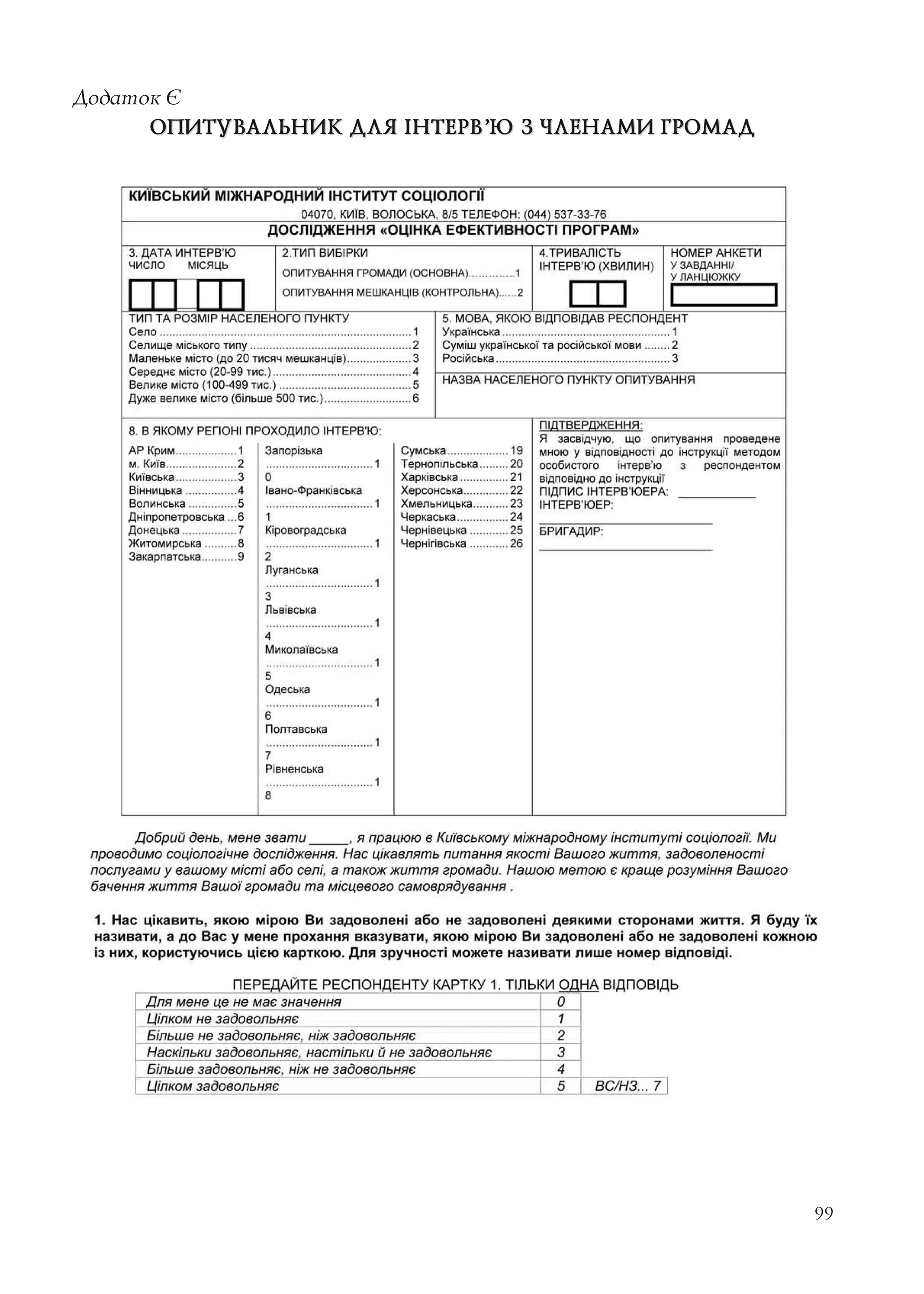 99
Додаток Є
ОПИТУВАЛЬНИК ДЛЯ ІНТЕРВ’Ю З ЧЛЕНАМИ ГРОМАДОПИТУВАЛЬНИК ДЛЯ ІНТЕРВ’Ю З ЧЛЕНАМИ ГРОМАД
 