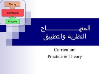 ‫المنهـــــــــــــــــاج‬
‫والتطبيق‬ ‫النظرية‬
Curriculum
Practice & Theory
Theory
Practice
curriculum
 
