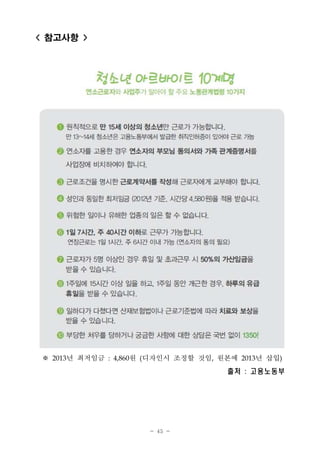 - 45 -
< 참고사항 >
※ 2013년 최저임금 : 4,860원 (디자인시 조정할 것임, 원본에 2013년 삽입)
출처 : 고용노동부
 