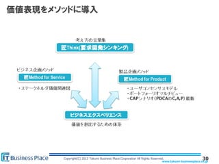www.takumi-businessplace.co.jp
Copyright(C) 2013 Takumi Business Place Corporation All Rights Reserved.
価値表現をメソッドに導入
30
 