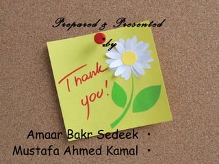 Prepared & Presented
by:
•Amaar Bakr Sedeek
•Mustafa Ahmed Kamal
 