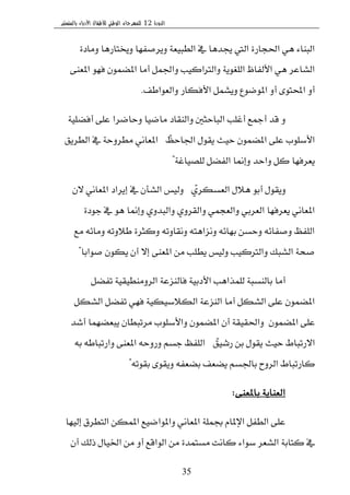 ‫الدورة‬12‫بالمنستير‬ ‫األدباء‬ ‫لألطفال‬ ‫الوطني‬ ‫للمهرجان‬
35
٠‫َٚاز‬ ‫ٚىتاضٖا‬ ‫ٜٚطقؿٗا‬ ١‫ايطبٝع‬ ‫يف‬ ‫هسٖا‬ ‫اييت‬ ٠‫اؿذاض‬ ٖٞ ٤‫ايبٓا‬
٢ٓ‫املع‬ ٛٗ‫ؾ‬ ُٕٛ‫امله‬ ‫أَا‬ ٌُ‫ٚاؾ‬ ‫ٚايرتانٝب‬ ١ٜٛ‫ايًػ‬ ‫ا٭يؿاظ‬ ٖٞ ‫ايؿاعط‬
‫ٚايعٛاطـ‬ ‫ا٭ؾهاض‬ ٌُ‫ٜٚؿ‬ ‫املٛنٛع‬ ٚ‫أ‬ ٣ٛ‫احملت‬ ٚ‫أ‬.
١ًٝ‫أؾه‬ ٢ً‫ع‬ ‫ٚسانطا‬ ‫َانٝا‬ ‫ٚايٓكاز‬ ‫ايباسجني‬ ‫أغًب‬ ‫أمجع‬ ‫قس‬ ٚ
‫اؾاسغ‬ ٍٛ‫ٜك‬ ‫سٝح‬ ُٕٛ‫امله‬ ٢ً‫ع‬ ‫ا٭غًٛب‬"‫ايططٜل‬ ‫يف‬ ١‫َططٚس‬ ْٞ‫املعا‬
١‫يًكٝاغ‬ ٌ‫ايؿه‬ ‫ٚإمنا‬ ‫ٚاسس‬ ٌ‫ن‬ ‫ٜعطؾٗا‬"
ٟ‫ايعػهط‬ ٍ٬ٖ ٛ‫أب‬ ٍٛ‫ٜٚك‬"ٕ٫ ْٞ‫املعا‬ ‫إٜطاز‬ ‫يف‬ ٕ‫ايؿأ‬ ‫ٚيٝؼ‬
٠‫دٛز‬ ‫يف‬ ٖٛ ‫ٚإمنا‬ ٟٚ‫ٚايبس‬ ٟٚ‫ٚايكط‬ ُٞ‫ٚايعذ‬ ٞ‫ايعطب‬ ‫ٜعطؾٗا‬ ْٞ‫املعا‬
‫َع‬ ٘٥‫َٚا‬ ٘‫ط٬ٚت‬ ٠‫ٚنجط‬ ٘‫ْٚكاٚت‬ ٘‫ْٚعاٖت‬ ٘٥‫بٗا‬ ٔ‫ٚسػ‬ ٘٥‫ٚقؿا‬ ‫ايًؿغ‬
‫قٛابا‬ ٕٛ‫ٜه‬ ٕ‫أ‬ ٫‫إ‬ ٢ٓ‫املع‬ َٔ ‫ٜطًب‬ ‫ٚيٝؼ‬ ‫ٚايرتنٝب‬ ‫ايؿبو‬ ١‫قش‬"
ٌ‫تؿه‬ ١ٝ‫ايطَٚٓطٝك‬ ١‫ؾايٓعع‬ ١ٝ‫ا٭زب‬ ‫يًُصاٖب‬ ١‫بايٓػب‬ ‫أَا‬
ٌ‫ايؿه‬ ٌ‫تؿه‬ ٞٗ‫ؾ‬ ١ٝ‫ايه٬غٝه‬ ١‫ايٓعع‬ ‫أَا‬ ٌ‫ايؿه‬ ٢ً‫ع‬ ُٕٛ‫امله‬
ُٕٛ‫امله‬ ٢ً‫ع‬.‫أؾس‬ ‫ٜبعهُٗا‬ ٕ‫َطتبطا‬ ‫ٚا٭غًٛب‬ ُٕٛ‫امله‬ ٕ‫أ‬ ١‫ٚاؿكٝك‬
‫ضؾٝل‬ ٔ‫ب‬ ٍٛ‫ٜك‬ ‫سٝح‬ ‫ا٫ضتباط‬" :٘‫ب‬ ٘‫ٚاضتباط‬ ٢ٓ‫املع‬ ٘‫ٚضٚس‬ ِ‫دػ‬ ‫ايًؿغ‬
٘‫بكٛت‬ ٣ٛ‫ٜٚك‬ ٘‫بهعؿ‬ ‫ٜهعـ‬ ِ‫باؾػ‬ ‫ايطٚح‬ ‫ناضتباط‬"
٢ٓ‫باملع‬ ١ٜ‫ايعٓا‬:
‫إيٝٗا‬ ‫ايتططم‬ ٔ‫املُه‬ ‫ٚاملٛانٝع‬ ْٞ‫املعا‬ ١ًُ‫ظ‬ ّ‫اإلملا‬ ٌ‫ايطؿ‬ ٢ً‫ع‬
ٕ‫أ‬ ‫شيو‬ ٍ‫اـٝا‬ َٔ ٚ‫أ‬ ‫ايٛاقع‬ َٔ ٠‫َػتُس‬ ‫ناْت‬ ٤‫غٛا‬ ‫ايؿعط‬ ١‫نتاب‬ ‫يف‬
 