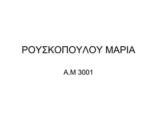 ΡΟΥΣΚΟΠΟΥΛΟΥ ΜΑΡΙΑ
Α.Μ 3001
 