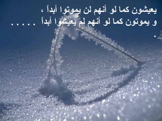 ، ،‫ا‬ً ‫يعيشون، كما، لو، أنهم، لن، يموتوا، أبد‬ ،
‫ا‬ً ‫و، يموتون، كما، لو، أنهم، لم، يعيشوا، أبد‬ ،. ،. ،. ،. ،. ، ،
 ،.
 