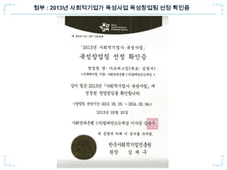 첨부 : 2013년 사회적기업가 육성사업 육성창업팀 선정 확인증
 