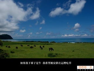 如果我下輩子是牛 我希望被安排在這裡吃草
 