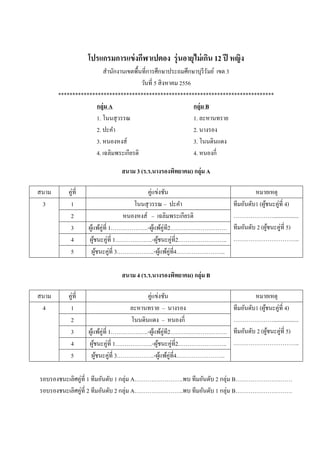 ??????????????????????? ??????????????? 12 ?? ????
????????????????????????????????????????????? ??? 3
?????? 5 ??????? 2556
*
????? A ????? B
1. ????????? 1. ?????????
2. ???? 2. ??????
3. ???????? 3. ?????????
4. ??????????????? 4. ???????
???? 3 (?.?.?????????????) ????? A
???? 4 (?.?.?????????????) ????? B
??????????????????? 1 ????????? 1 ????? A..?? ????????? 2 ????? B
??????????????????? 2 ????????? 2 ????? A..?? ????????? 1 ????? B
???? ?????? ?????????? ????????
3 1 ????????? C ???? ?????????1 (???????????? 4)
..................
????????? 2 (???????????? 5)
..
2 ???????? C ???????????????
3 ???????????? 1..-???????????2
4 ???????????? 1..-????????????2..
5 ???????????? 3..-????????????4..
???? ?????? ?????????? ????????
4 1 ????????? C ?????? ?????????1 (???????????? 4)
..................
????????? 2 (???????????? 5)
..
2 ????????? C ???????
3 ???????????? 1..-???????????2
4 ???????????? 1..-????????????2..
5 ???????????? 3..-????????????4..
 