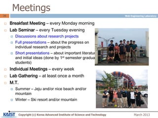 KAIST 웹 공학 연구실 소개(Web Engineering Lab.) | PPTX