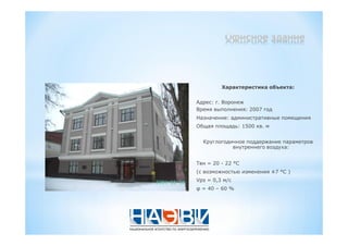 :
: .
: 2007
:
: 1500 .
:
= 20 - 22 °
±7 ° )
= 0,3
= 40 – 60 %
 