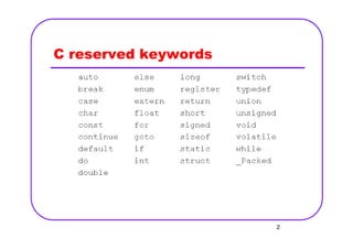 C reserved keywords
2
 
