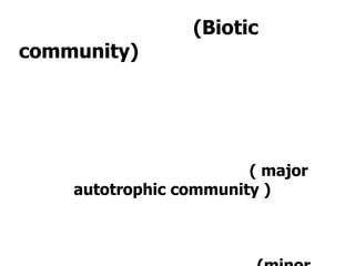 ( major
autotrophic community )
(Biotic
community)
 